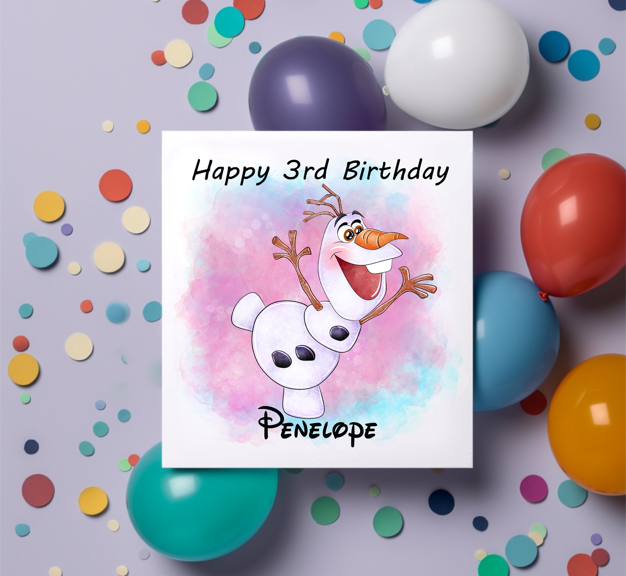 Personalised Olaf Birthday Card Son Daughter Sister Brother Celebration ...