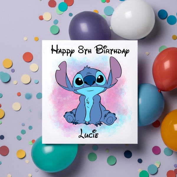 Personalised Stitch Birthday Card | Celebration | Any Age | Any Name