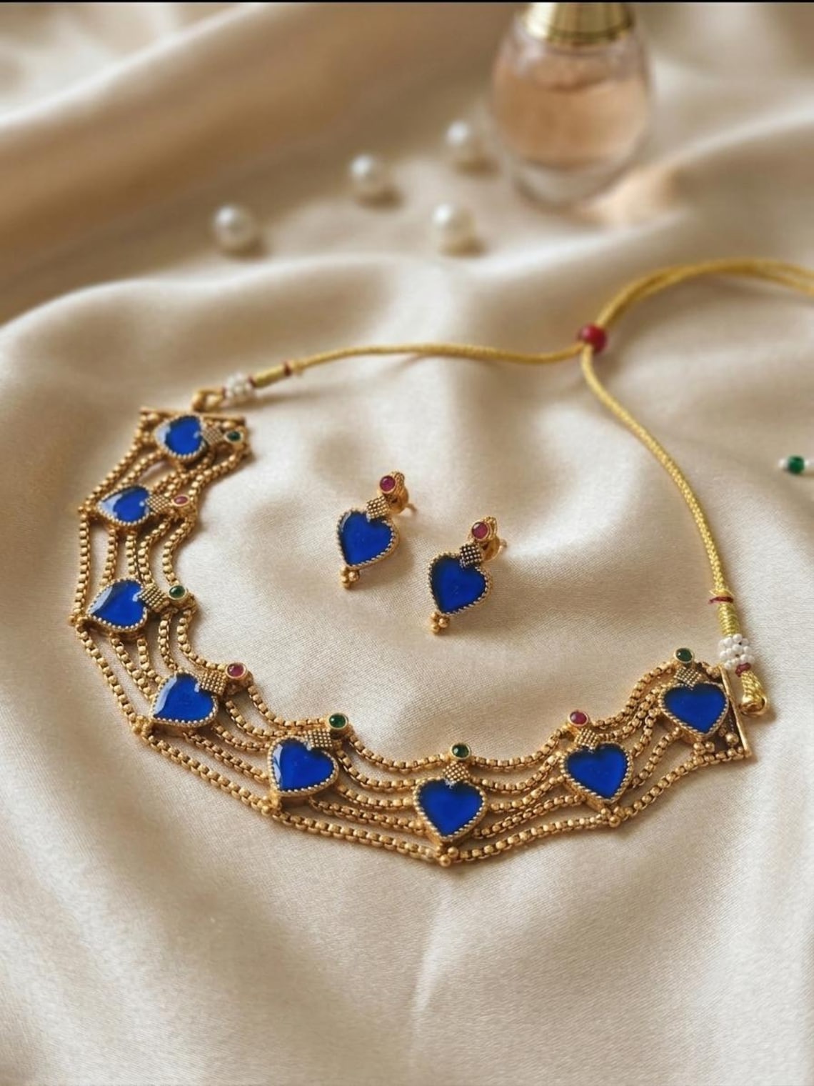 Blue Indian Choker Necklace Set