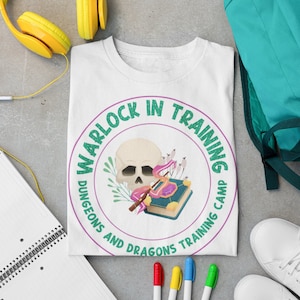 DnD Youth Sized &quot;Warlock in Training&quot; T-Shirt, D&D Kidswear Warlock Tee Shirt, Dungeons and Dragons Youth T-Shirt, D and D Youth Shirt