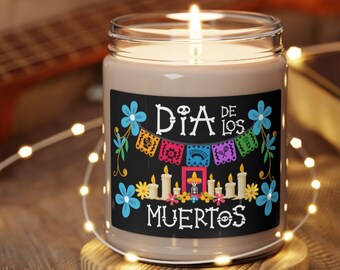 Day of the Dead Scented Soy Candle, 9oz, Dia de los Muertos Scented Decorative Candles, Soy Candle for Fall in 5 Scents