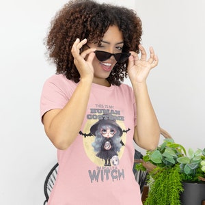 Halloween Unisex Short Sleeve Tee, &quot;This Is My Human Costume I&#39;m Really a Witch&quot; T-Shirt for Halloween, Cute Witchy Tee Shirt