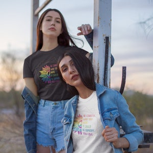 Pride Shirt, Be Careful Who You Hate... Tee Shirt for Pride, Rainbow Sunflower Pride Tee,  Colorful Pride Shirt, Gift for Pride Shirt