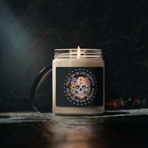 Day of the Dead Scented Soy Candle, 9oz, Feliz Dia de los Muertos Candle for Altar,  Sugar Skull #1 Candle for Day of the Dead