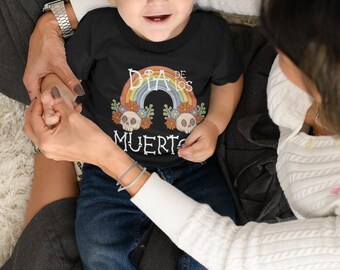 Day of the Dead Baby Jersey Tee, Dia de los Muertos Infant Shirt, Cute Matching Family Shirts for Day of the Dead Celebrations