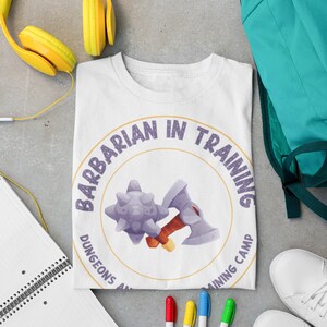 DnD Youth Sized &quot;Barbarian in Training&quot; T-Shirt, D&D Kidswear Barbarian Tee Shirt, Dungeons and Dragons Youth T-Shirt, D and D Youth Shirt