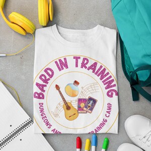 DnD Youth Sized &quot;Bard in Training&quot; T-Shirt, D&D Kidswear Bard Tee Shirt, Dungeons and Dragons Youth T-Shirt, D and D Youth Shirt