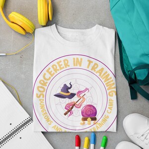 DnD Youth Sized "Sorcerer in Training" T-Shirt, D&D Kidswear Sorcerer Tee Shirt, Dungeons and Dragons Youth T-Shirt, D and D Youth Shirt