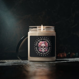 Day of the Dead Scented Soy Candle, 9oz, Feliz Dia de los Muertos Altar Candle, Gift for Fall Sugar Skull Design#4 for Day of the Dead