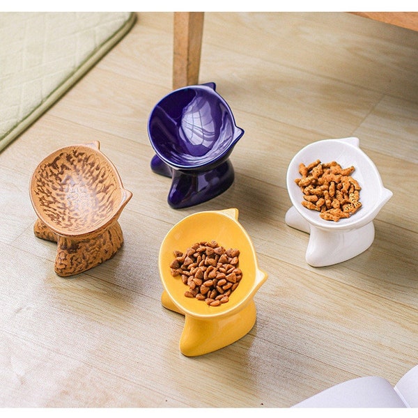 Ceramic Raised Cat Bowl Etsy