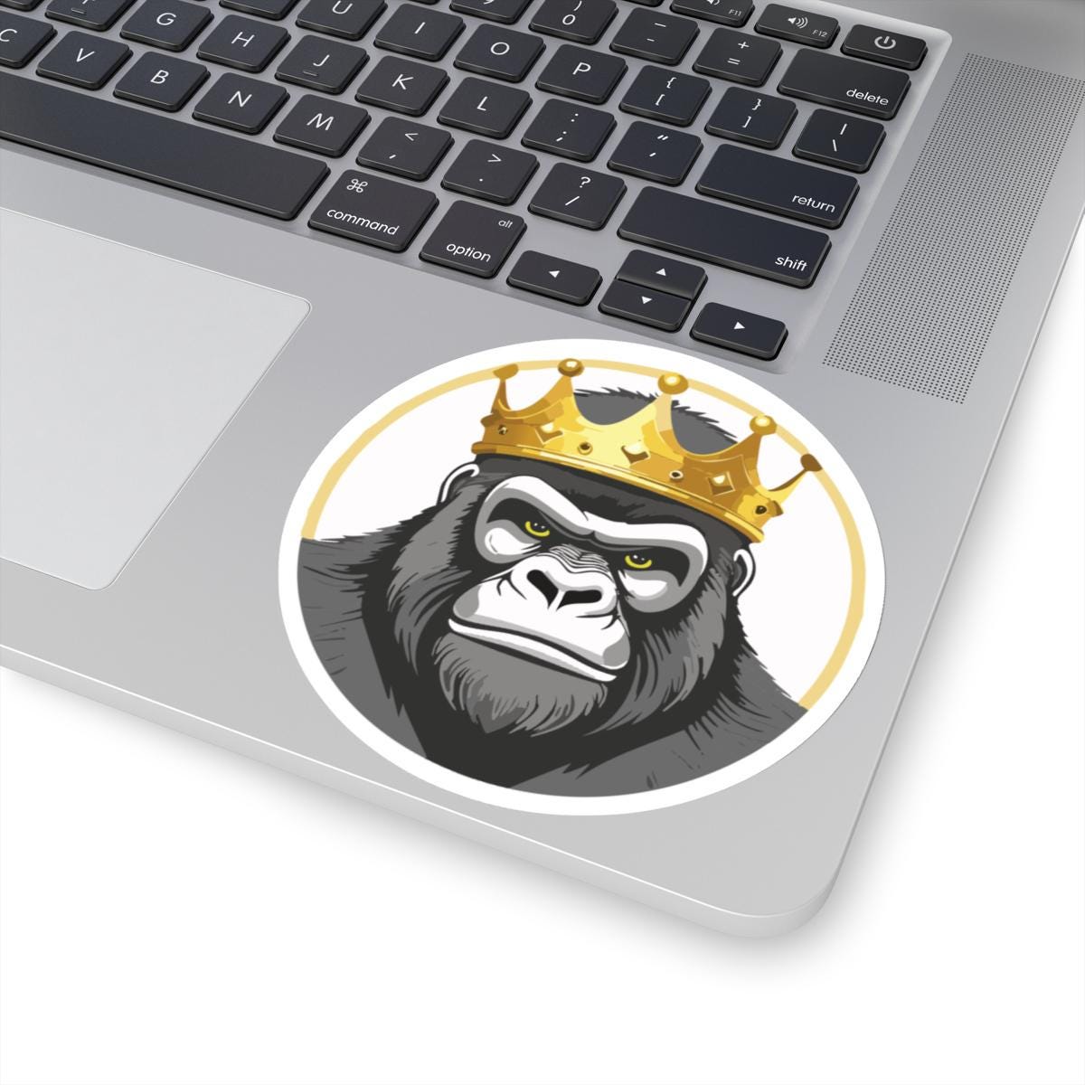 Gorilla Wearing a Golden Crown Sticker Boss Gorilla Vinyl Decal for ...