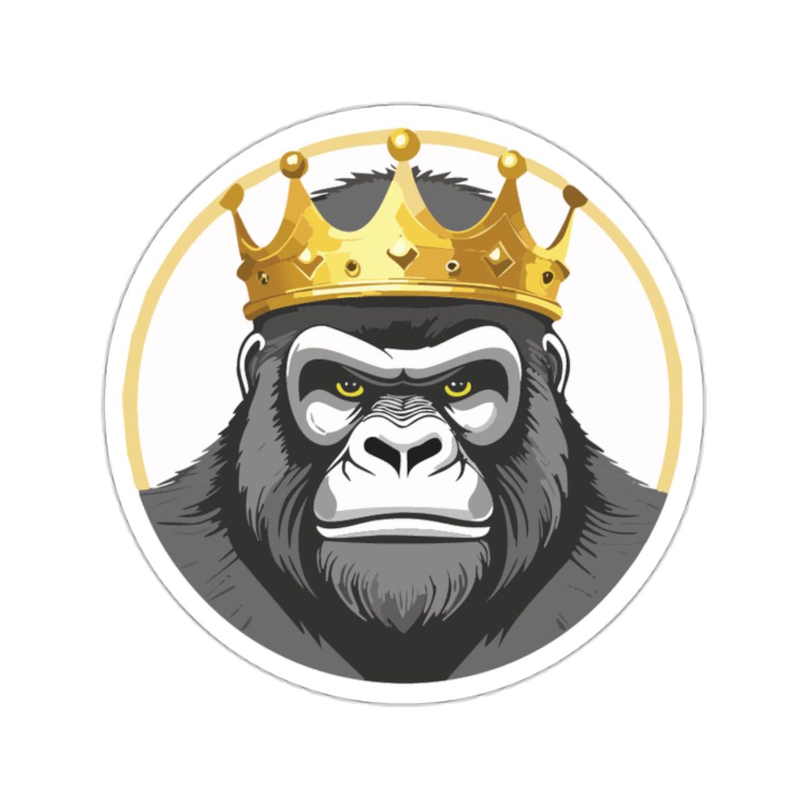 Gorilla Wearing a Golden Crown Sticker Boss Gorilla Vinyl Decal for ...