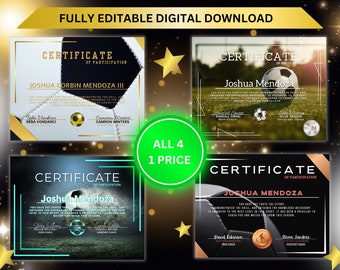 Editable Soccer Certificate, Soccer Award, Soccer Team Award, Canva Soccer Template, Soccer Coach Awards, Soccer Team, School Sports, Soccer