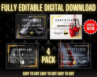 Instant Download Printable Boxing 8.5x11 Certificate, Boxing Award, Boxing Trophy, Boxing Certificate, Boxing Trophy award, Boxing Gift, Box