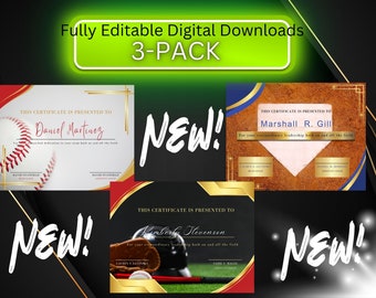Certificate, Sports Certificate, Award, Editable, Digital Download, Team, Trophy, Baseball, Softball, Mens, Coach, Player, Team mom, Canva