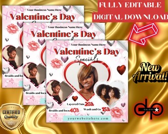 Valentines Day Flyer Love Month Deals Flyer February event flyer DIY Flyer Template Design Sales Flyer Promo Flyer Instagram post Hair Flyer