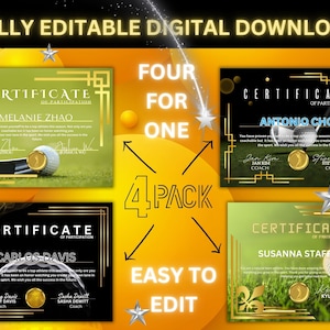 Editable Golf Certificate, Golf Award, Editable Golf Award, Gold Trophy Custom Golf gift, Golf Season Award, Sport Award, Golf Gift, Golf