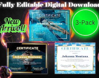 Editable Swim Team Award, Award, Certificates, Instant Download Swimming Award, Swim Party, Trophy, Swim Trophy, Sports Awards, Swim Flyer
