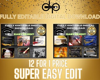 Editable Certificate of Completion, DIY Course Completion Template, Professional Graduation gift, Certificate, Award, Graduation Gift, Canva
