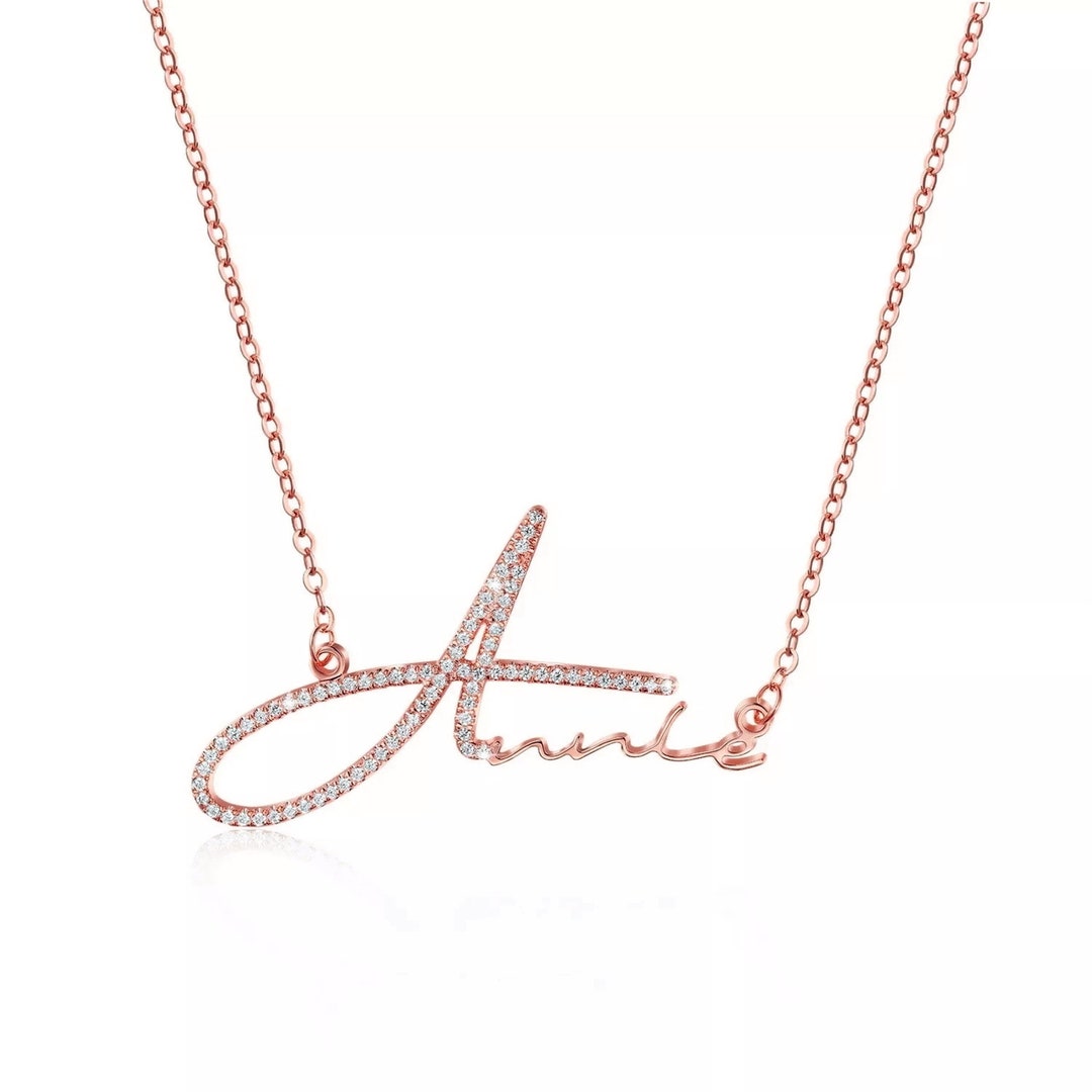Diamond Name Necklace, Crystal Personalized Dainty Necklace, Zirconia ...