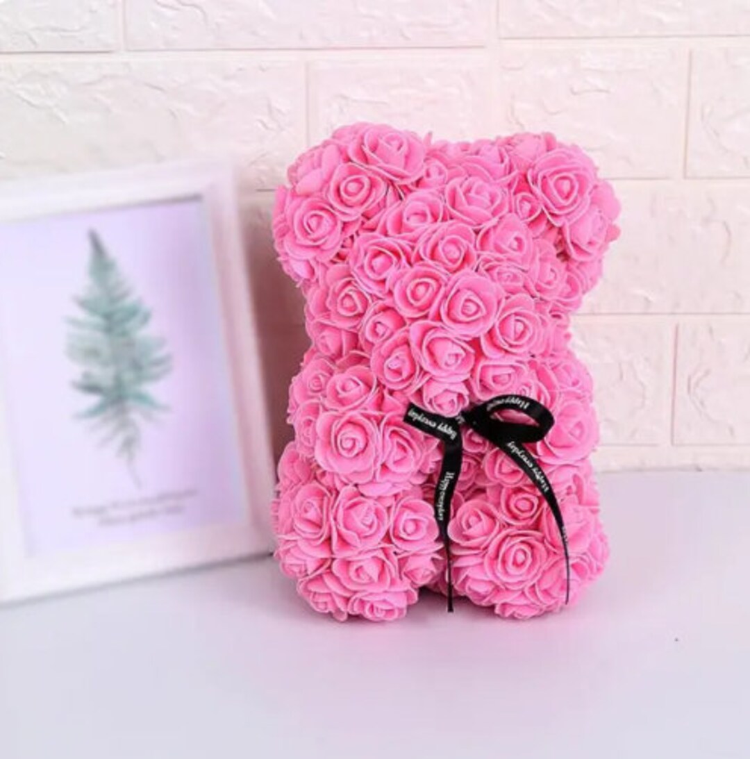 Eternal Rose Bouquet, Floral Teddy Bear, Rose Bear, Scented Artificial
