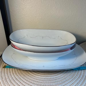 Noritake “Whitebrook” Oval Serving Bowls and Serving Platter