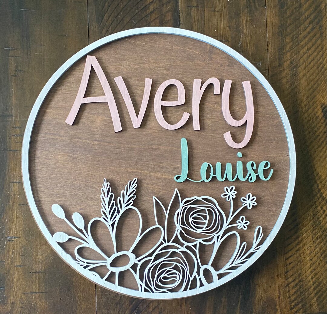 Flowers Name Sign | Nursery Decor | Door Sign - Etsy