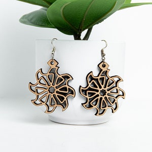 Geometry wooden earrings set