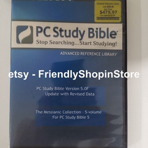 May include: A blue DVD case with the title "PC Study Bible" and the text "Stop Searching... Start Studying!"  The case also includes the text "Advanced Reference Library" and "Version 5.0F".