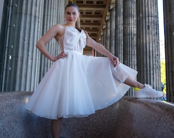 Summer wedding dress,organza bridal dress, formal white dress, simple wedding gown, retro wedding dress, victorian dress, summer dress,