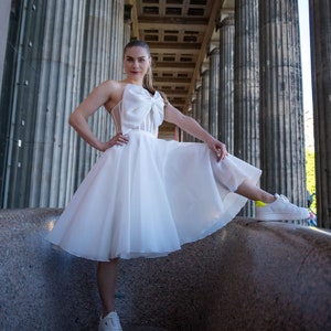 Summer wedding dress,organza bridal dress, formal white dress, simple wedding gown, retro wedding dress, victorian dress, summer dress, image 1