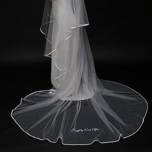 Voile de mariage personnalisé avec ruban de satin | Voile cathédrale chapelle à deux niveaux