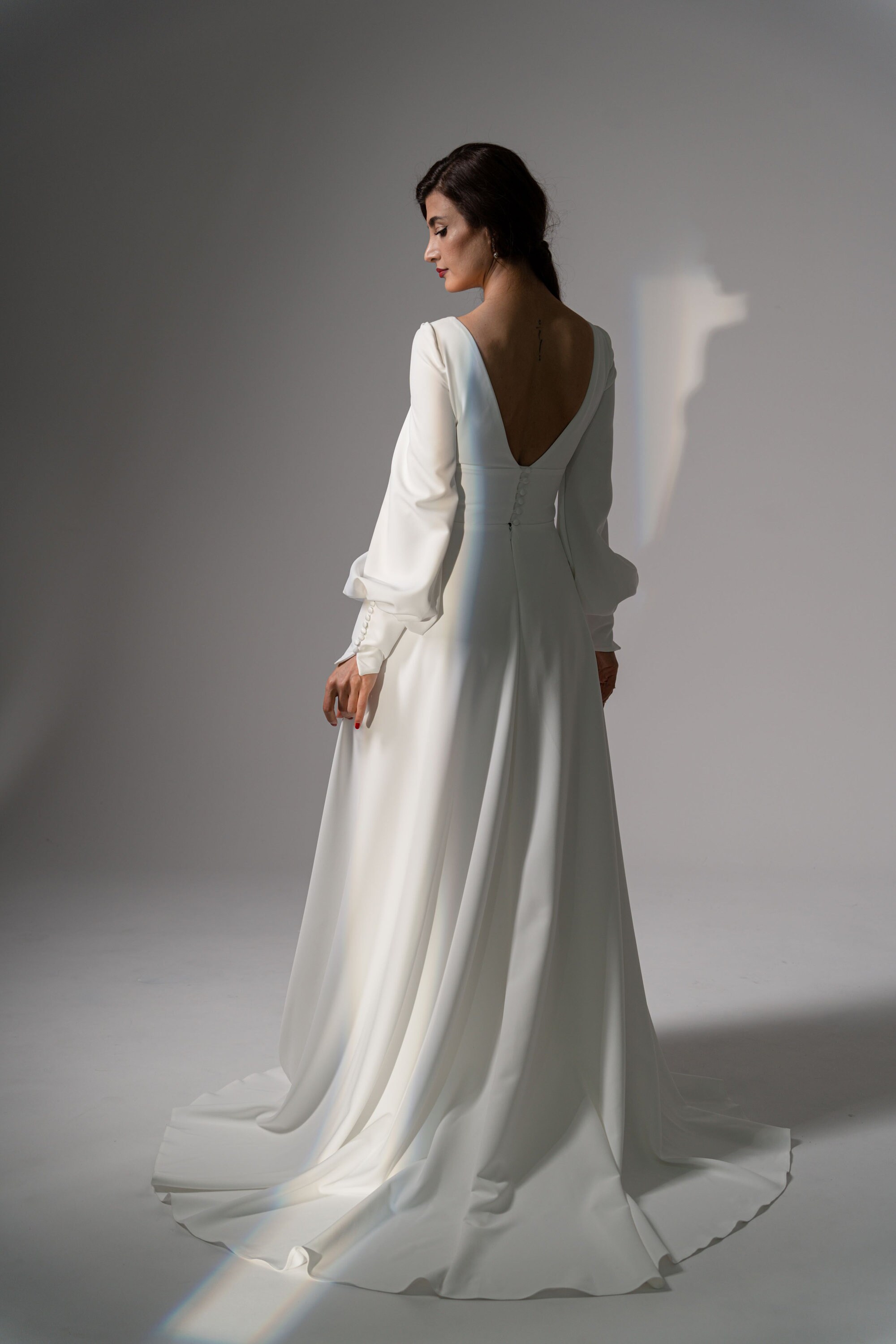 Long Train Wedding Dresslong Sleeves Wedding Dresschurch Etsy