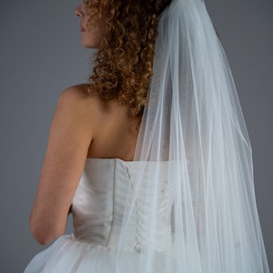 Sheer simple one tier veil, cathedral veil, white veil, custom veil, 1 tier barely there wedding veil image 4