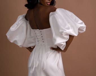 Removable Bridal Sleeves, Detachable Wedding Dress Straps, Detachable Bridal Straps, Off shoulders.Puff sleeve dress