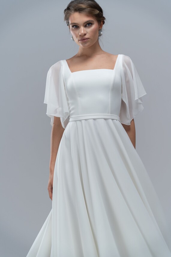 Chiffon butterfly sleeve midi dress hotsell