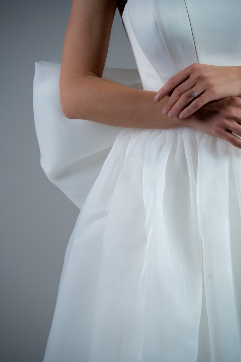 modern wedding dress Augusta,Bridal Puff dress, Short wedding dress, Engagement dress, Elopement Dress, Second Wedding Dress image 6