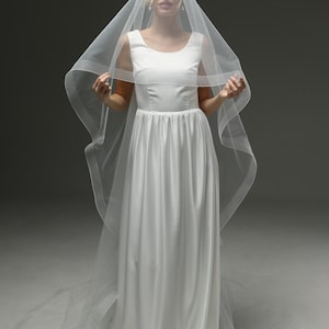 dramatic bridal veil two tier long silhouette