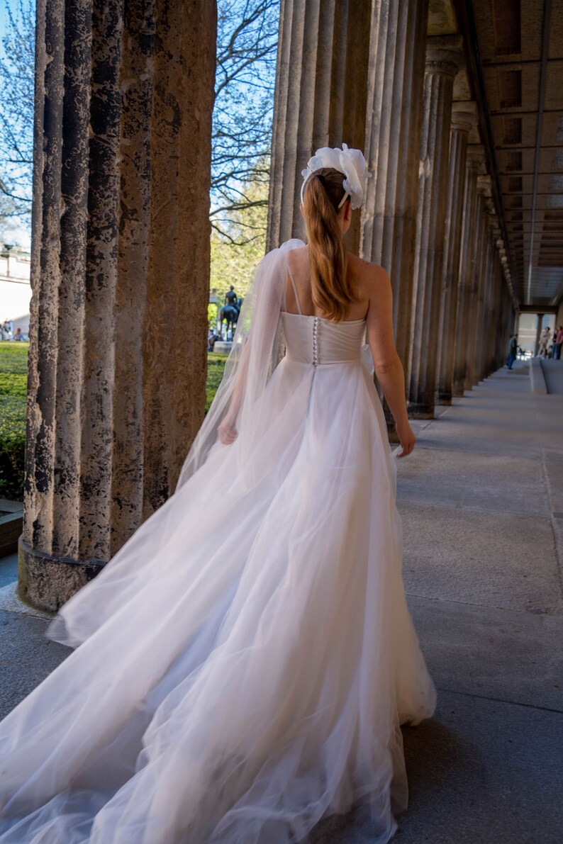 Wedding dress with 3D flowers,fairy wedding dress, tulle wedding dress, gothic wedding dress, quinceanera dress, couture dress image 9