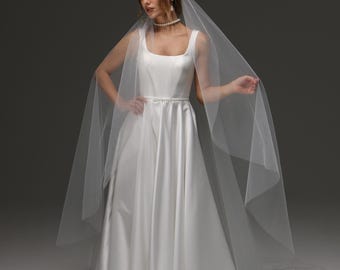 NEW cathedral wedding veil, soft english net, raw edge, 108” wide Cathedral Wedding Veil: Soft English Net, Raw Edge, 108  main image 3