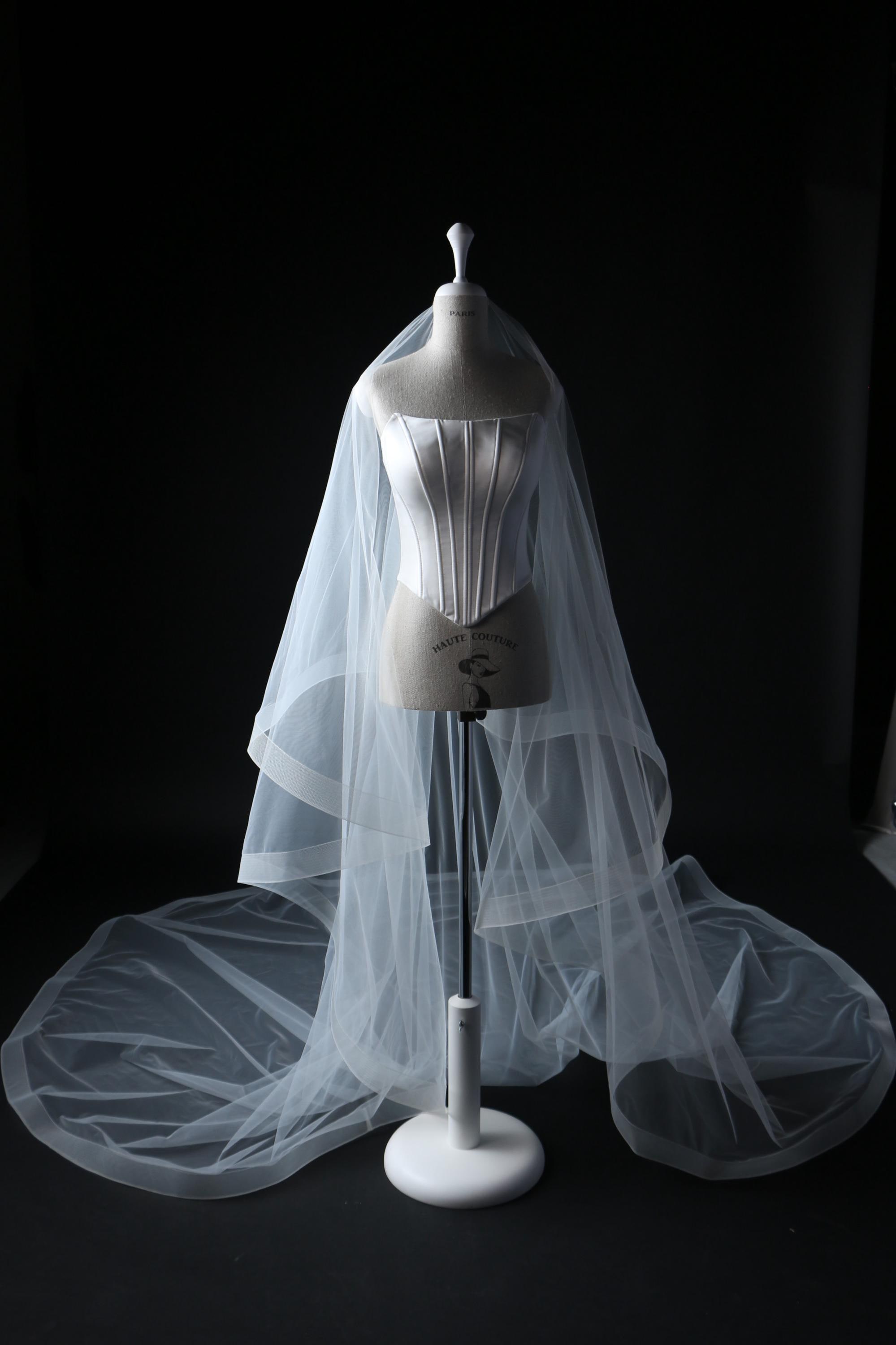 Chapel Length Bridal Veil – Handmade Italian Tulle With 