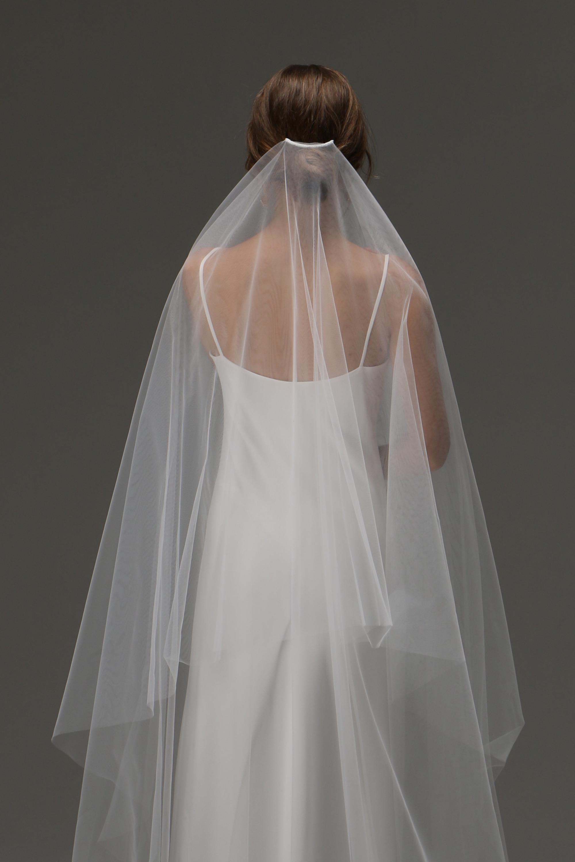 Double tier plain wedding veil cascading  with blusher Knee  (multiple sizes) Cascading-Two-Tier-Cathedral-  main image 4