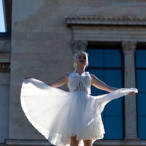 Summer wedding dress,organza bridal dress, formal white dress, simple wedding gown, retro wedding dress, victorian dress, summer dress, image 5