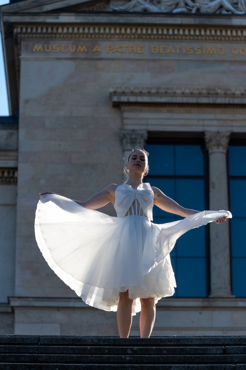 Summer wedding dress,organza bridal dress, formal white dress, simple wedding gown, retro wedding dress, victorian dress, summer dress, image 5