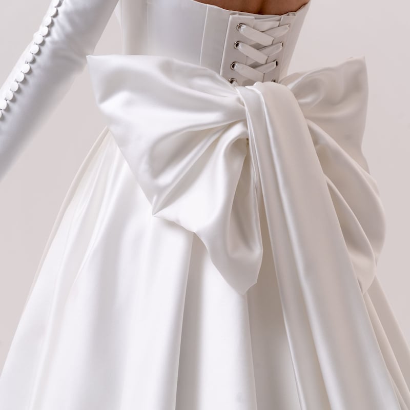 Soufiya Satin Bow Detail Flat Ivory