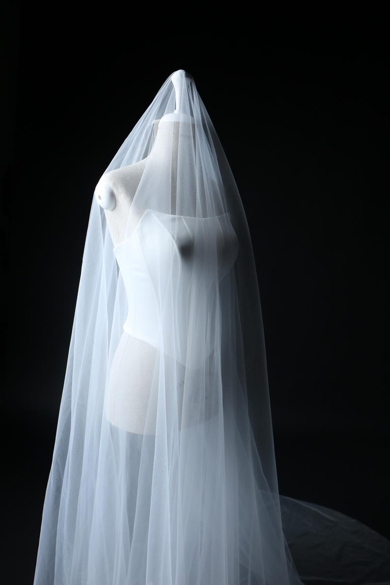 cathedral wedding veil two tier 108 inch mannequin black background