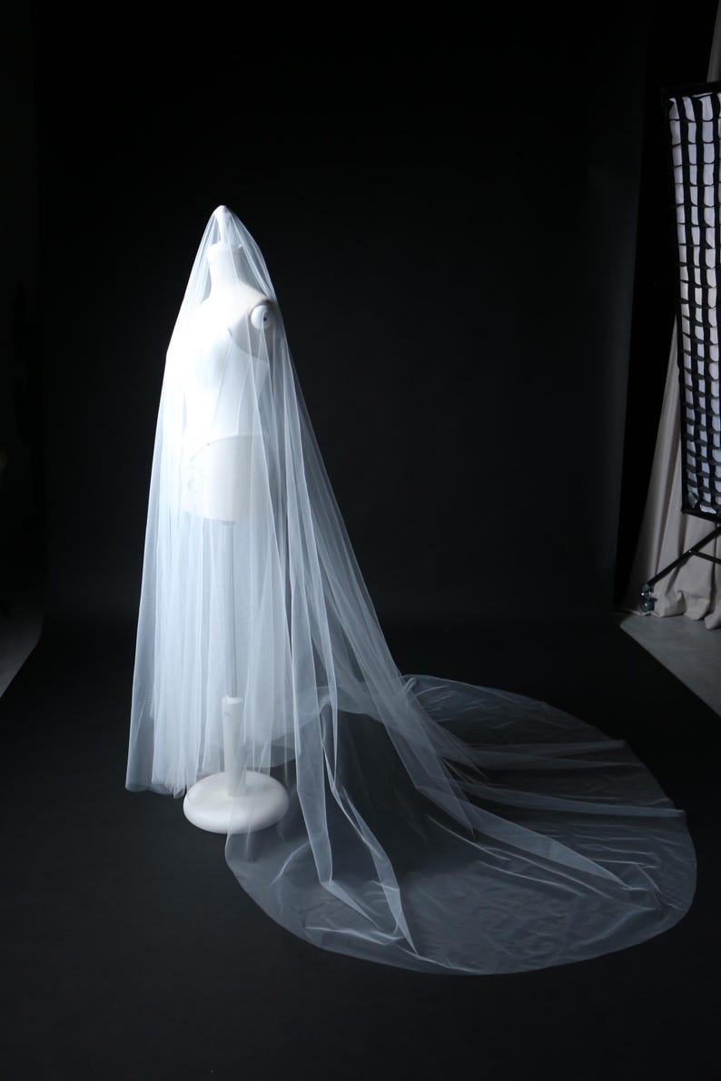 dramatic bridal veil sheer tulle long blusher