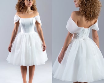 Carolin dress, Short Wedding dress, Elopement dress, Engagement dress, Custom wedding dress, minimalist dress,