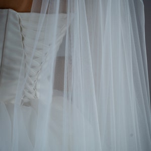 Sheer simple one tier veil, cathedral veil, white veil, custom veil, 1 tier barely there wedding veil image 2