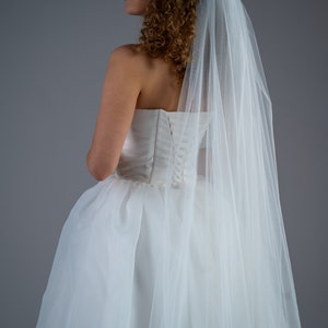 Sheer simple one tier veil, cathedral veil, white veil, custom veil, 1 tier barely there wedding veil image 5